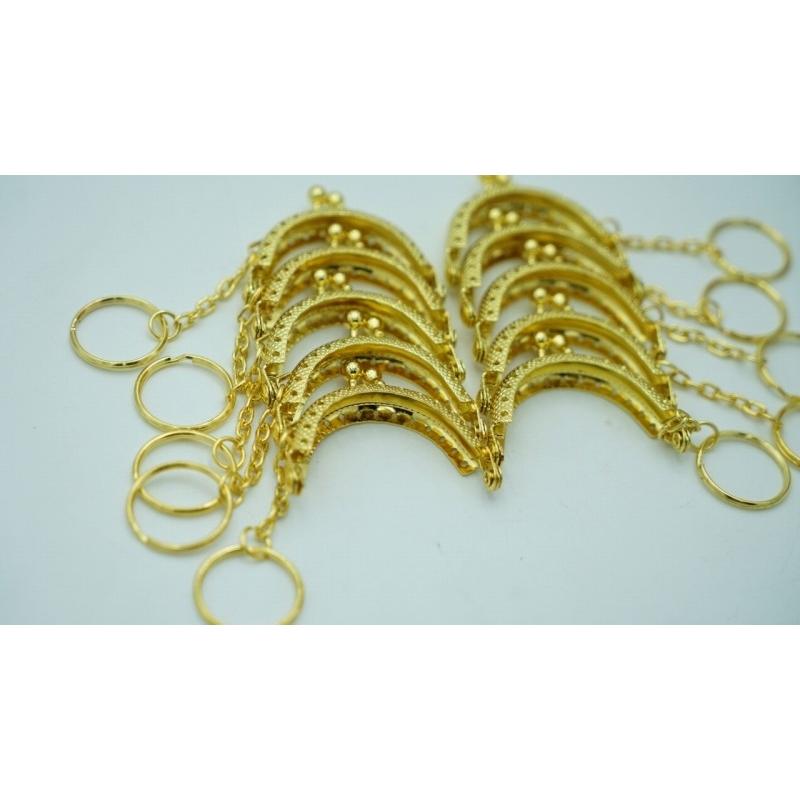 0494 ミニ がま口 口金 ハンドメイド 手芸 金属 パーツ ゴールド 幅約5cm 10個セット 資材 手作り 材料 素材 作製 財布 丸形 裁縫 ゲンコ 縫い付けタイプ |  | 01