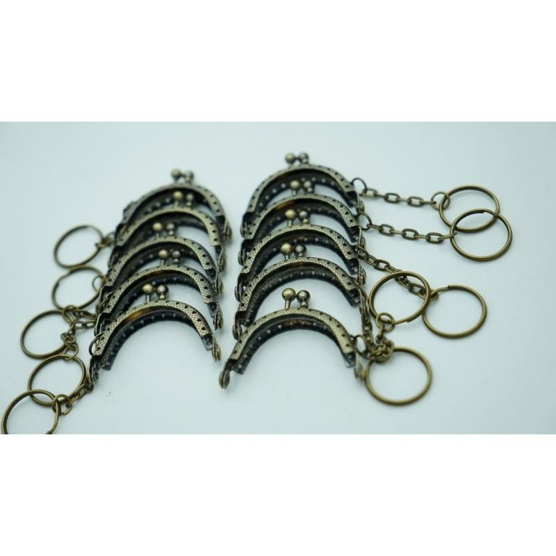 0495 ミニ がま口 口金 ハンドメイド 手芸 金属 パーツ ブロンズ 幅約5cm 10個セット 資材 手作り 材料 素材 作製 財布 丸形 裁縫 ゲンコ 縫い付けタイプ |  | 02