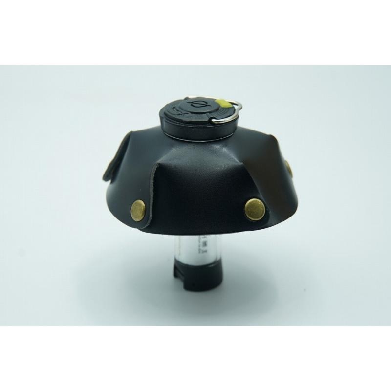 0496 ランタンシェード レザー ブラック ボタン ゴールゼロなどに  LED ライト ランタン キャンプ アウトドア | 