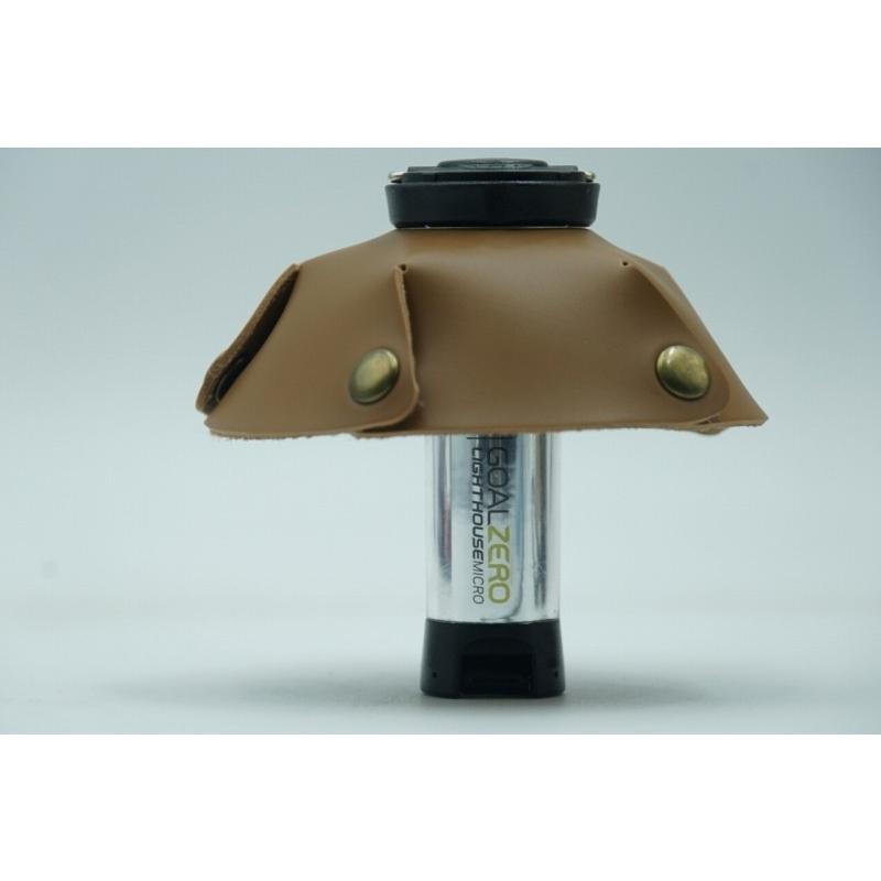 0497 ランタンシェード レザー ブラウン ボタン ゴールゼロなどに  LED ライト ランタン キャンプ アウトドア |  | 02