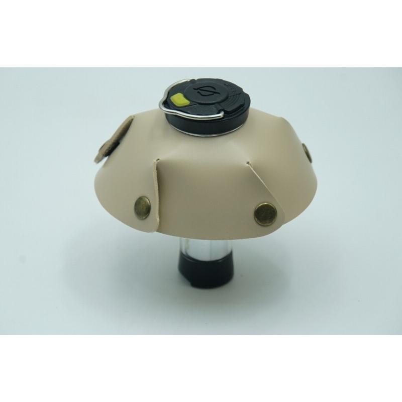 0498 ランタンシェード レザー ホワイト ボタン ゴールゼロなどに  LED ライト ランタン キャンプ アウトドア | 