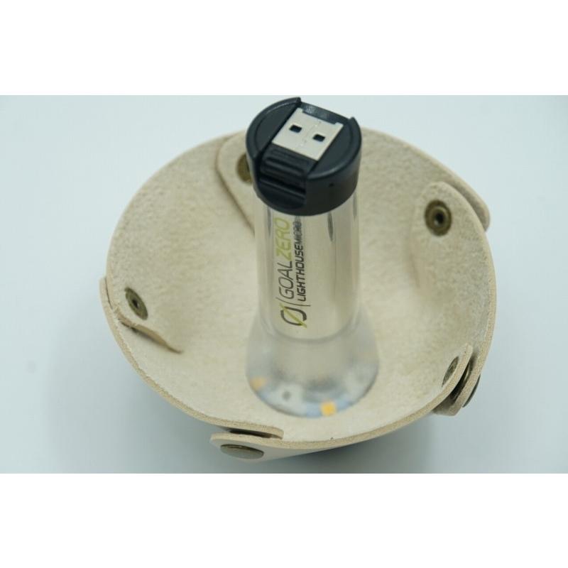 0498 ランタンシェード レザー ホワイト ボタン ゴールゼロなどに  LED ライト ランタン キャンプ アウトドア |  | 03