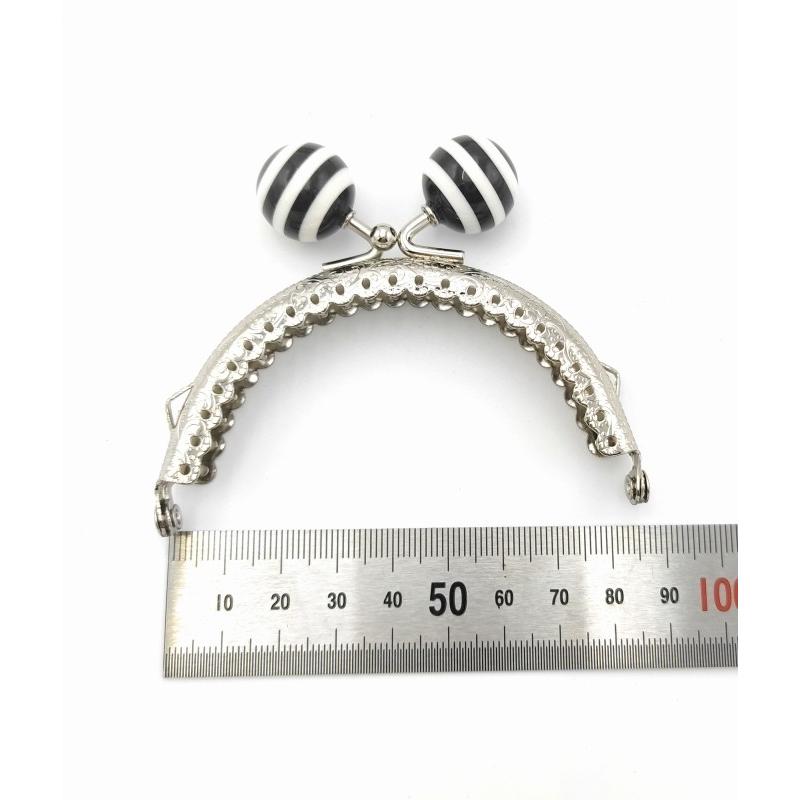 0509 がま口 口金 ハンドメイド 手芸 金属 パーツ 大玉 ガラス ストライプ レッド ピンク 幅約8.5cm 10個セット 資材 手作り 材料 作製 丸形 裁縫 ガラス |  | 05