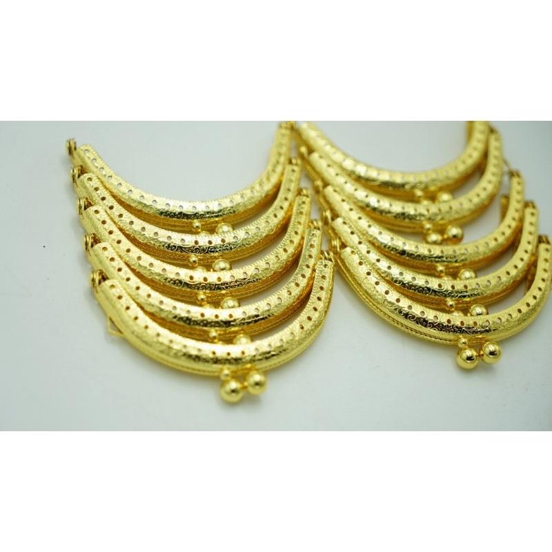 0513 がま口 口金 ハンドメイド 手芸 金属 パーツ ゴールド アンティーク調 幅約8.5cm 10個セット 資材 手作り 材料 素材 作製 裁縫 ゲンコ 縫い付けタイプ |  | 01