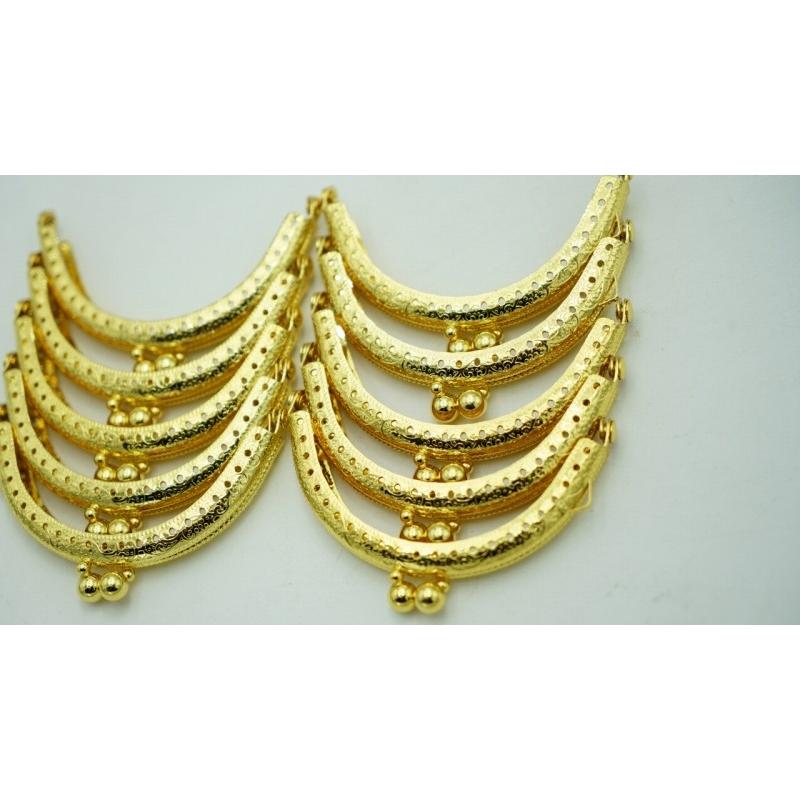 0513 がま口 口金 ハンドメイド 手芸 金属 パーツ ゴールド アンティーク調 幅約8.5cm 10個セット 資材 手作り 材料 素材 作製 裁縫 ゲンコ 縫い付けタイプ |  | 02