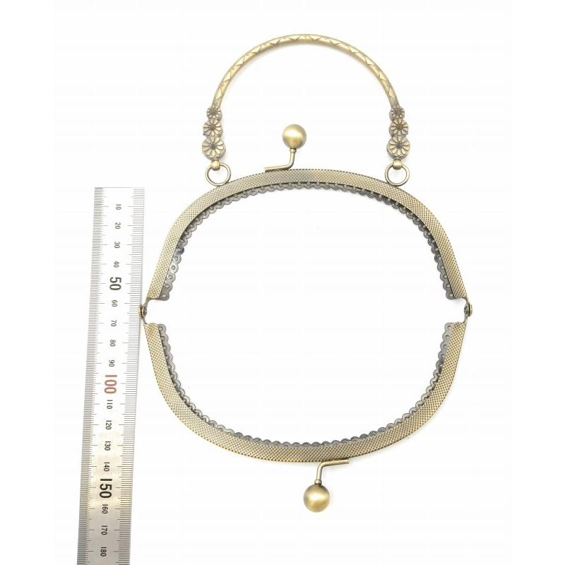 0096 がま口 口金 ハンドメイド 手芸 金属 パーツ ブロンズA 幅約16.5cm 3個セット 資材 手作り 材料 素材 作製 財布 印鑑ケース 小銭入れ 裁縫 縫い付けタイプ |  | 02