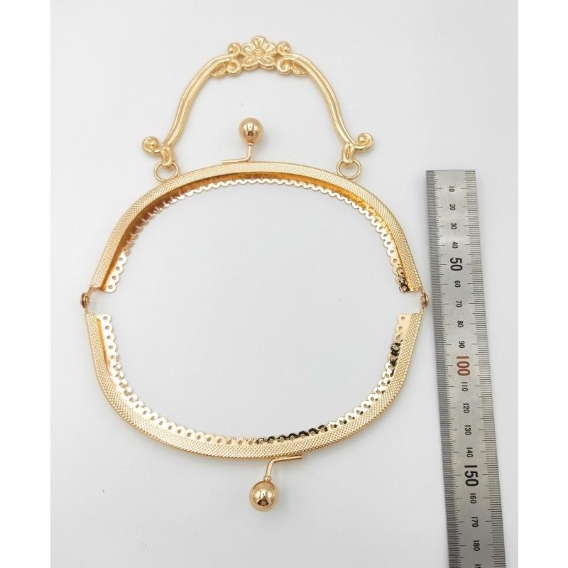 0098 がま口 口金 ハンドメイド 手芸 金属 パーツ ライトゴールド 幅約16.5cm 3個セット 資材 手作り 材料 素材 作製 財布 丸形 裁縫 縫い付けタイプ |  | 02