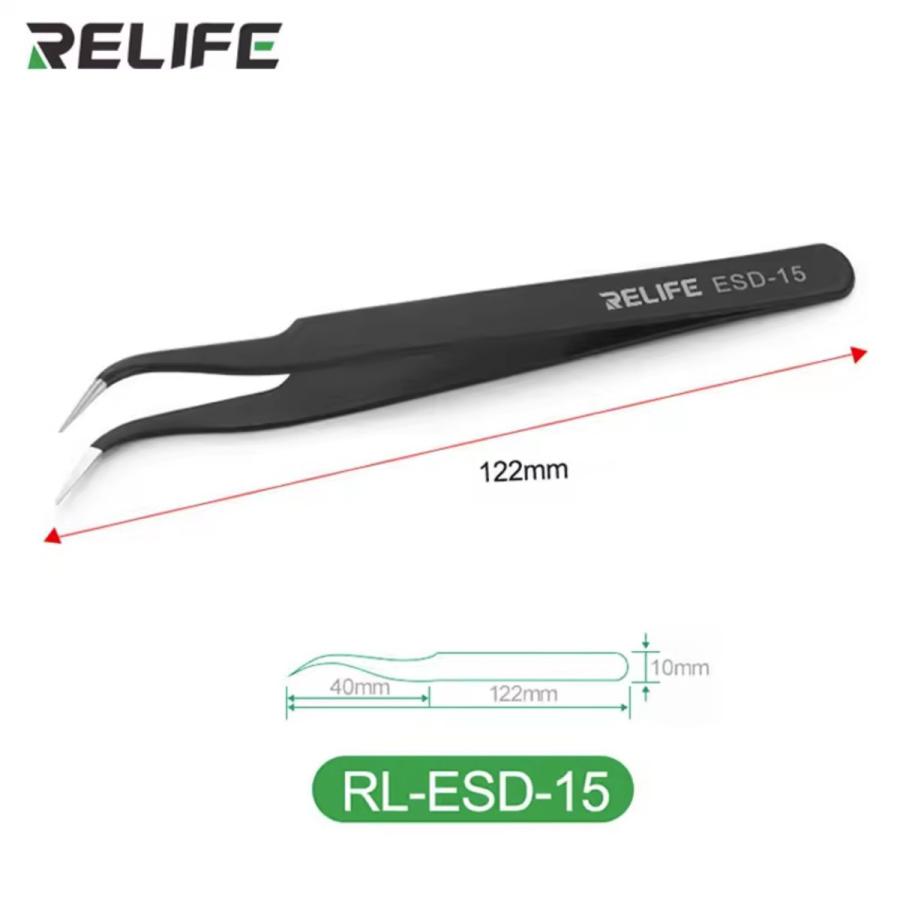 RELIFE RL-ESD-11/15 ブラック帯電防止ピンセット | ブランド登録なし | 01