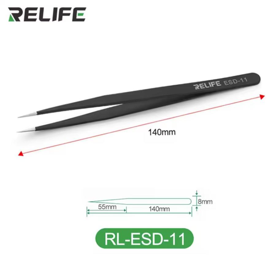 RELIFE RL-ESD-11/15 ブラック帯電防止ピンセット | ブランド登録なし | 02