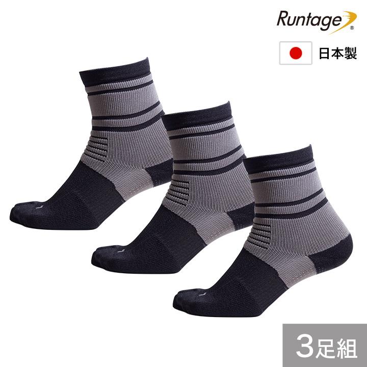 公式 スポーツ ソックス 靴下 ランニング マラソン テニス ゴルフ Runtage アスリートサポート ソックス 足袋タイプ 3足セット ブラック×グレー | Runtage