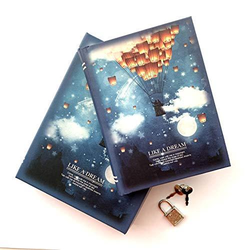 TJ's shop 日記帳 鍵付き ダイアリー ノート 日記 5年日記 交換日記 未来日記 秘密 メモ帳 人気 おしゃれ (パラーシュート) | 