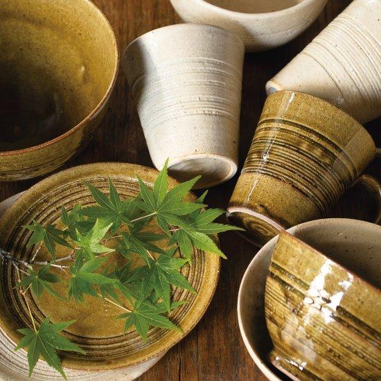 長谷園 公式 「優」小皿 クリーム グリーン 直径15.5cm 取り皿