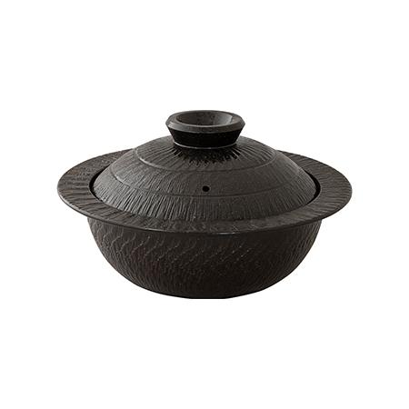 長谷園 公式限定 IH対応 鉢鍋 黒釉 2200ml IH対応土鍋 8号 多機能 IH