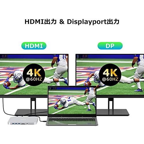 Qwiizlab Mac mini ドッキングステーション2.5インチSATA M.2 NVMe NGFF Displayport HDMI 8k@30Hz解像度 5Gbp 4