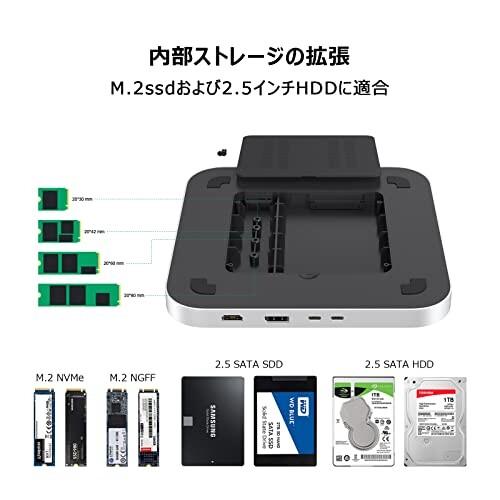 Qwiizlab Mac mini ドッキングステーション2.5インチSATA M.2 NVMe NGFF Displayport HDMI 8k@30Hz解像度 5Gbp 7