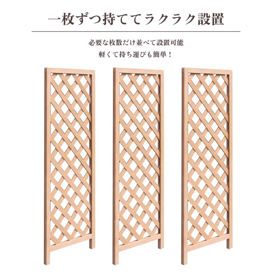 ブラウン木製格子パーテーション 2枚組 ラタン たのメル便にて発送 igarden（アイガーデン） 折りたたみ 格子 ラティス フェンス 人工木製