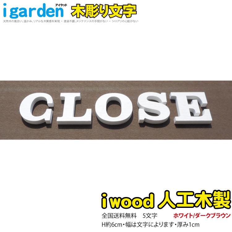 アイウッド木彫り文字　[5文字]　選べる2色　文字種は備考へ　[送料込み]　igardenオリジナル|　アルファベット＆数字　H60mm　代引不可｜igarden