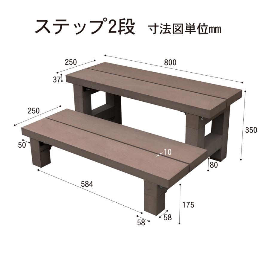 igarden（アイガーデン） 2段ステップ ダークブラウン 人工木製 段差