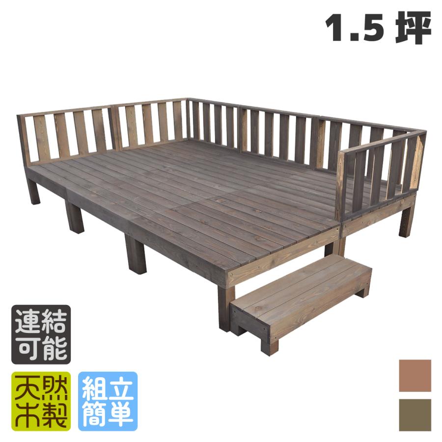 igarden 天然木製ウッドデッキ 1.5坪 フェンス&ステップセット igarden 天然木製ウッドデッキ 1.5坪 フェンス&ステップセット