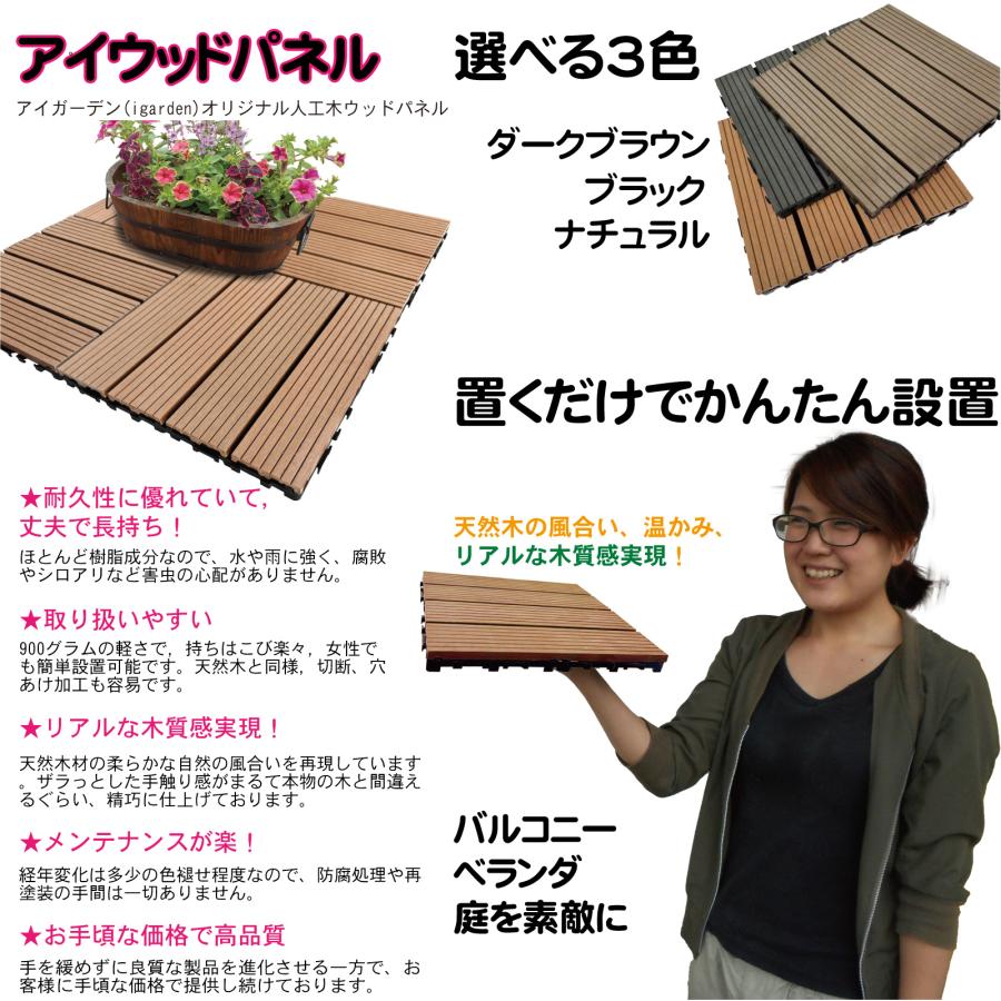 igarden（アイガーデン） ウッドパネル ウッドタイル 30x30cm 10枚 