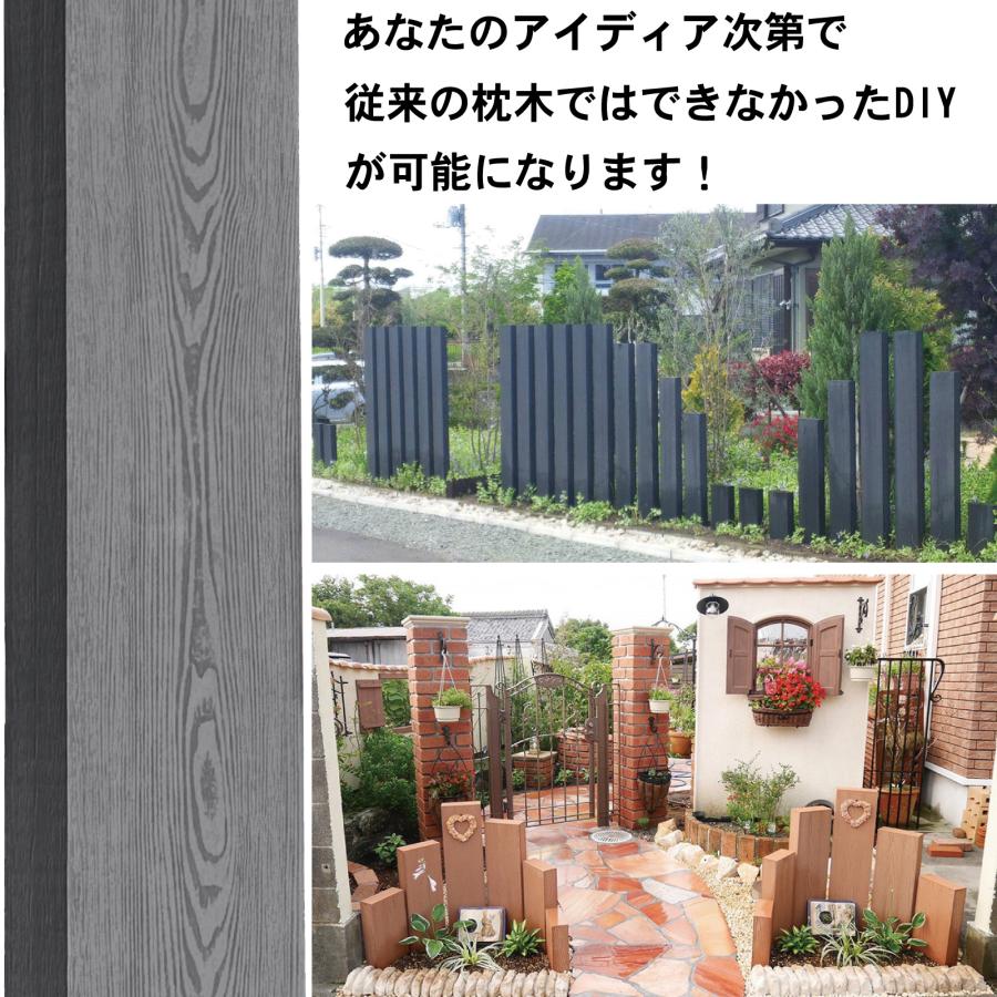 枕木 人工木製 210cm 1本 ナチュラル アイウッド枕木 木目シボ加工