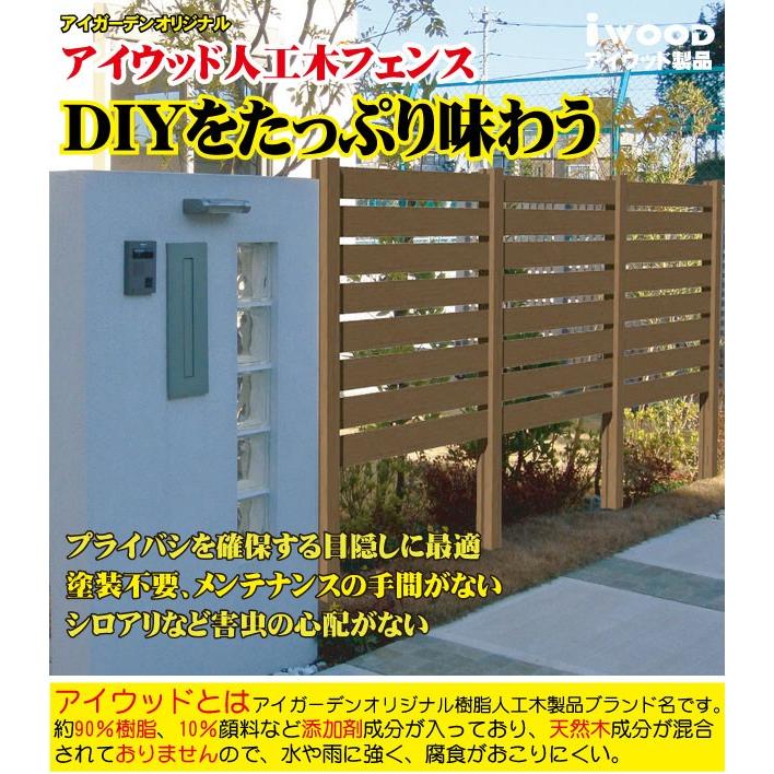 アイウッドボーダーフェンス柱材 1490mm 60mm角 在庫僅少 エの字 Igardenオリジナル 人工木 樹脂 ビスok Diy 部材 ノコギリok