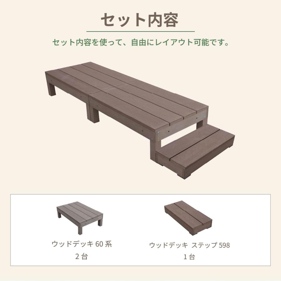 igarden（アイガーデン） ウッドデッキ 人工木 60系 3点セット ダーク