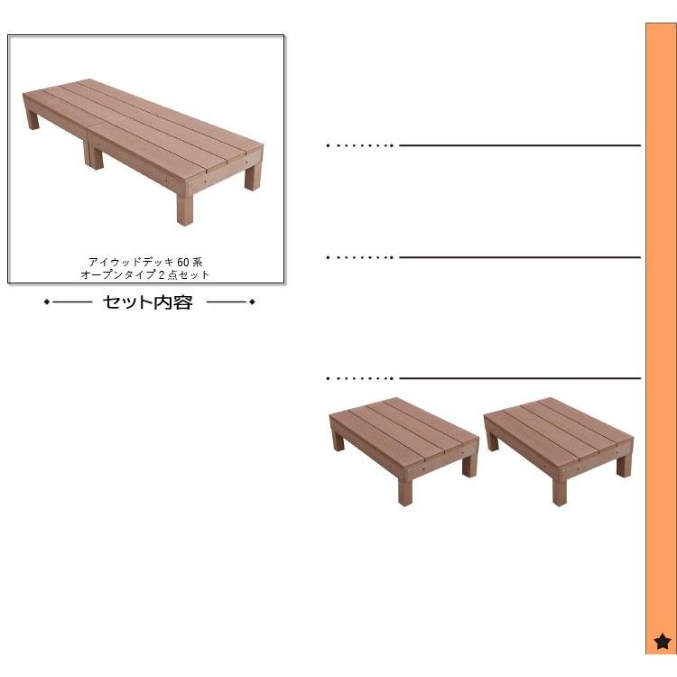 ウッドデッキ60系　人工木製　約1.1平米　[2点セット]　ナチュラル◯　60-2dn　アイウッドデッキ60系　A60N ウッドデッキ 樹脂 diy 人工木 置くだけ｜igarden｜02