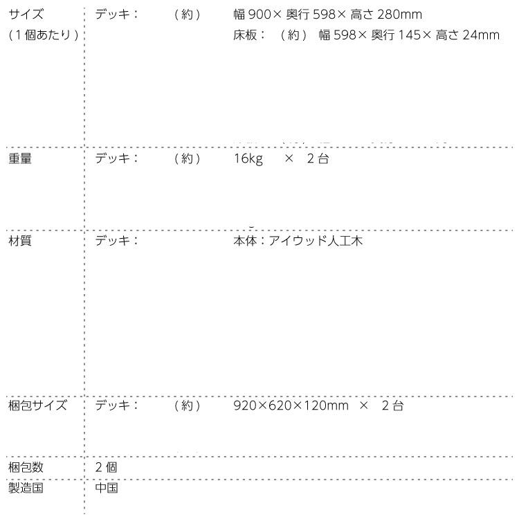 ウッドデッキ60系　人工木製　約1.1平米　[2点セット]　ナチュラル◯　60-2dn　アイウッドデッキ60系　A60N ウッドデッキ 樹脂 diy 人工木 置くだけ｜igarden｜03