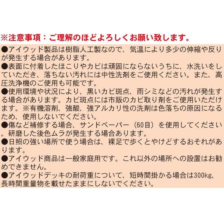 ウッドデッキ60系　人工木製　約1.62平米　[3点セット]　ダークブラウン■　60-3ddb　アイウッドデッキ60系　A60D ウッドデッキ 樹脂｜igarden｜06