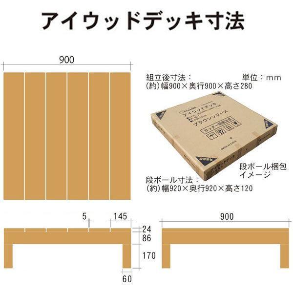 ウッドデッキ　人工木製　1.0坪　[8点セット]　ダークブラウン■　4d3f1sdb　ローフェンスタイプ　A90D　3F1SD ウッドデッキ diy 人工木 置くだけ｜igarden｜07