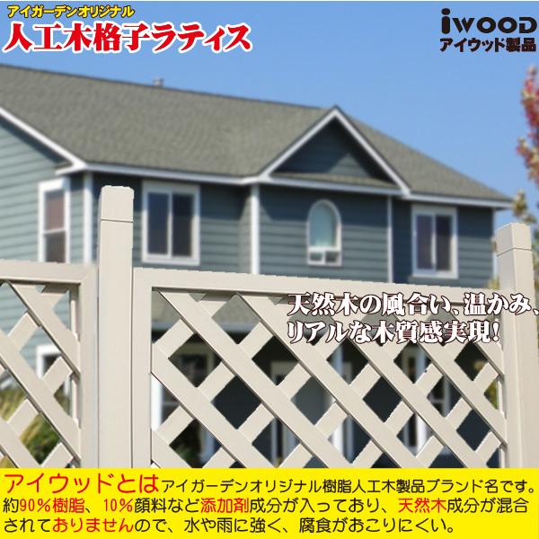 5/8〜発送 アイウッド 格子ラティス 人工木製 H90cmxW90cm 4枚セット ホワイト 樹脂製 腐らない 色あせない 目隠しフェンス 日除け 外構資材_1