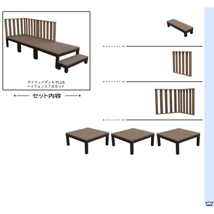 ウッドデッキPLUS 人工木＋アルミ製 0.75坪 [7点セット] ダークブラウン■ P-3d3h1sPdb ハイタイプ  P90D 3HD｜igarden｜02