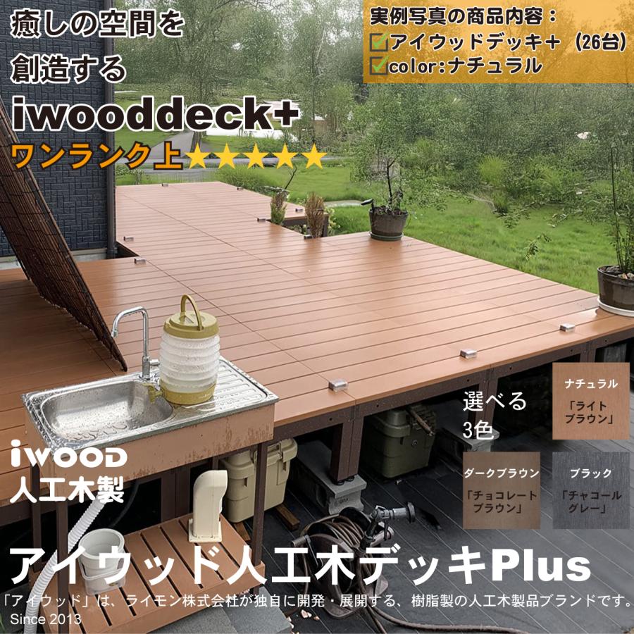 5/8〜発送 ウッドデッキPLUS 1.0坪 5点セット ナチュラル デッキ本体4点 ステップ1点 人工木床板 アルミ合金ボディ高さ4cm調節可能 色あせない 腐らない_2