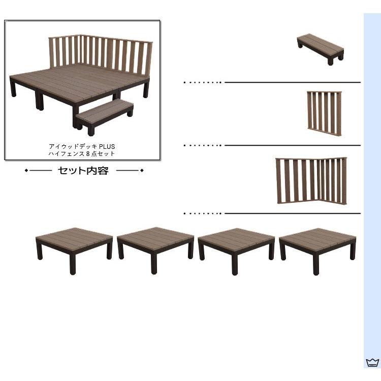 ウッドデッキPLUS 人工木＋アルミ製 1.0坪 [8点セット] ダークブラウン■ P-4d3h1sPdb ハイタイプ P90D 3HD｜igarden｜02