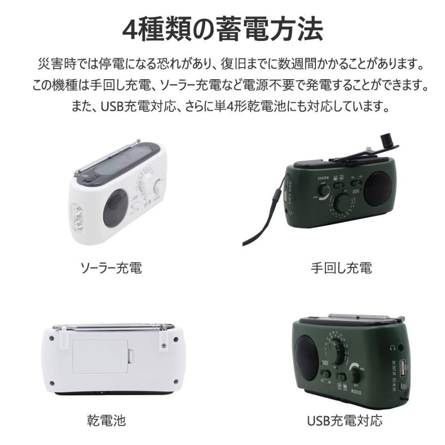 防災ラジオ サイレン AM/FMラジオ 携帯充電 LEDライト 手回し充電 USB充電 ラジオ 手回し発電機 内蔵 携帯ラジオ 小型 多機能 懐中電灯 停電対策 地震｜igenso｜11