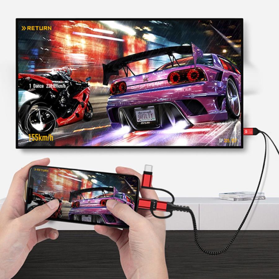 Hdmi変換ケーブル Type C Iphone 50 Off Android スマホの画面をテレビに映す 3in1 携帯をテレビに映す 高解像度映像出力