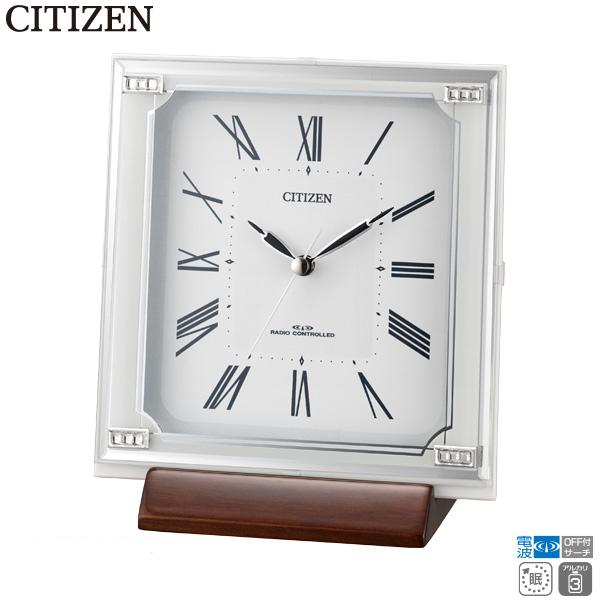 電波 掛 置 時計 シチズン CITIZEN 4RY712-003 夜眠る秒針 ステップ秒針 木製台座 お取り寄せ｜iget