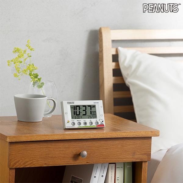 RHYTHM（時計） スヌーピー 電波 デジタル めざまし 時計