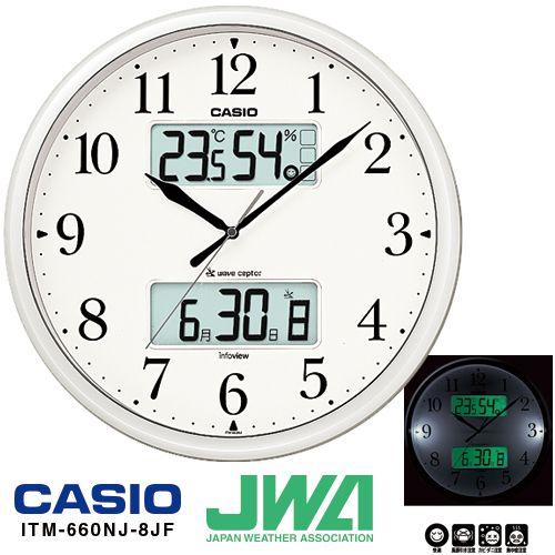 CASIO（カシオ） 電波時計 掛け時計 温湿度計付 常時点灯 CASIO ITM