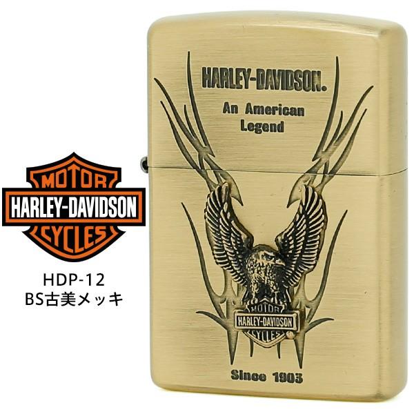 Zippo ハーレー ダビッドソン ジッポー ZIPPO Harley-Davidson HDP-12 BS古美メッキ 片面エッチング BS古美メタル ライター お取り寄せ