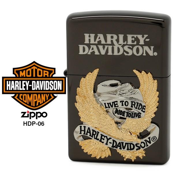 Zippo ハーレー ダビッドソン ジッポー ZIPPO Harley-Davidson HDP-06 ブラックイオンメッキ 片面エッチング SGコンビメタル ライター お取り寄せ