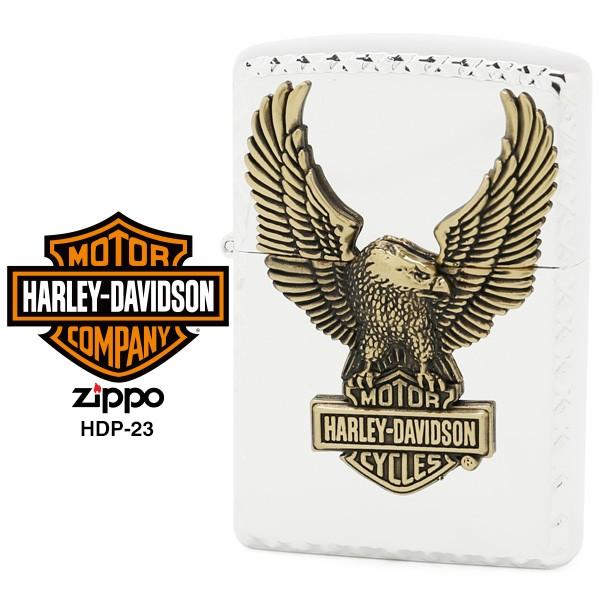 Zippo ハーレー ダビッドソン ジッポー ZIPPO Harley-Davidson HDP-23 シルバーミラーメッキ 特殊コーナーカット 真鍮古美メタル ライター お取り寄せ｜iget