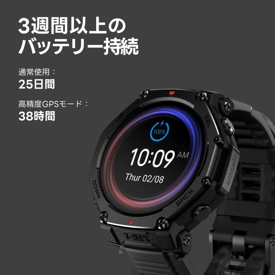 GPSアウトドアウォッチ アマズフィット Amazfit T-Rex 3 Pro 48mm スマートウォッチ iPhone android対応 AI音声操作 LINE通話 音楽の画像