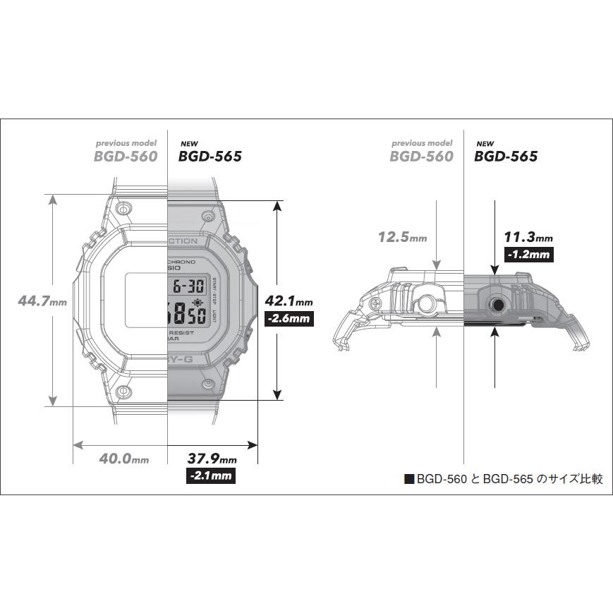 カシオ ベビーG ミニサイズ スケルトン BGD-565US-7JF CASIO BABY-G デジタル スクエア 白 クリア素材 腕時計｜iget｜04