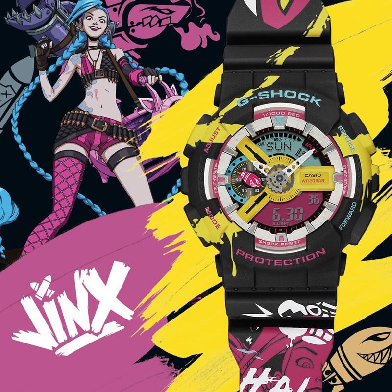 G-SHOCK リーグ・オブ・レジェンド コラボ GA-110LL-1AJR CASIO カシオ Gショック League of Legends JINX デジタル＆アナログ コンビネーション 腕時計｜iget｜02