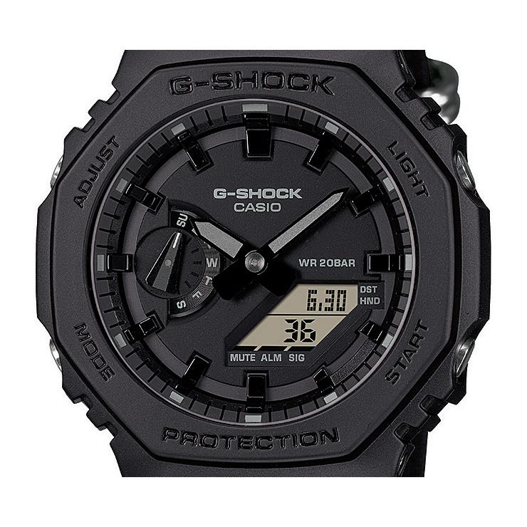 G-SHOCK Utility black Series GA-2100BCE-1AJF CASIO コーデュラバンド オクタゴン 八角形 デジタル＆アナログ コンビネーション CasiOak カシオーク 腕時計｜iget｜02