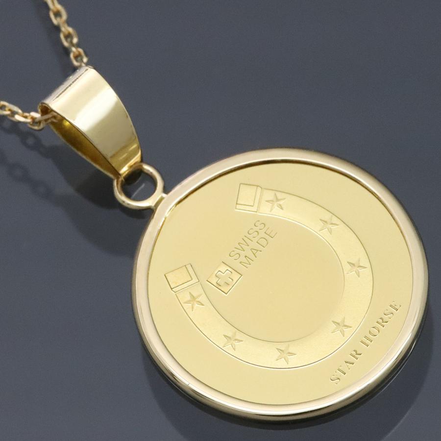 24金 コインペンダント ネックレス K24 純金 1/25oz 1/25オンス 馬 ホース 蹄鉄 (ホースシュー・幸運・魔除け) K18チェーン付の画像