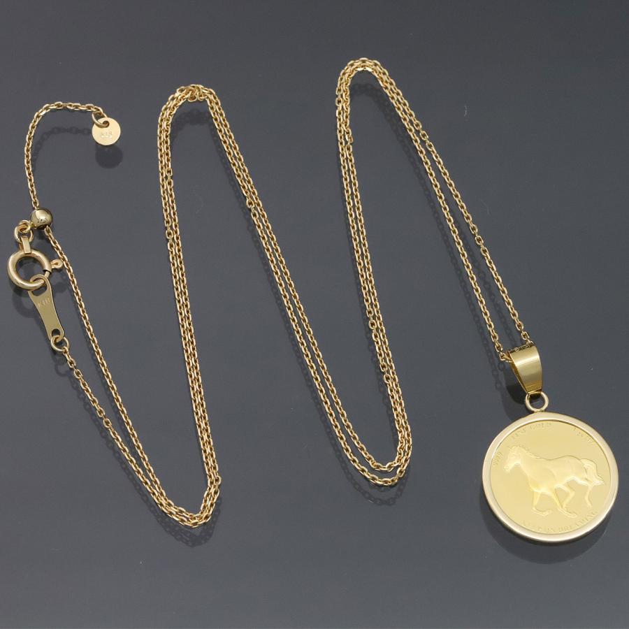 24金 コインペンダント ネックレス K24 純金 1/25oz 1/25オンス 馬 ホース 蹄鉄 (ホースシュー・幸運・魔除け) K18チェーン付の画像