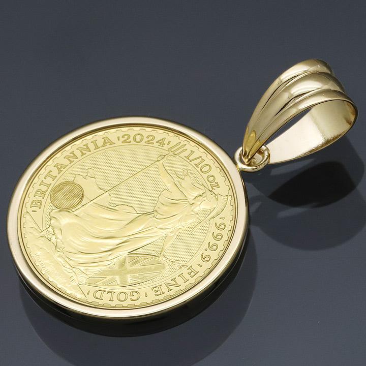 コイントップ 24金 ペンダントヘッド 1/10oz ブリタニア (お守り コイントップ 24金 ペンダントヘッド 1/10oz ブリタニア (お守り